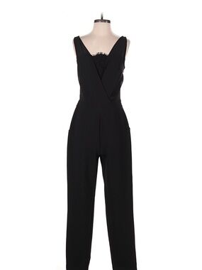 Ted Baker London Black Lace-Trim V-Neck Jumpsuit